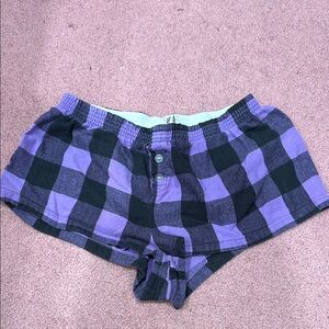 Purple and Black Plaid Shorts